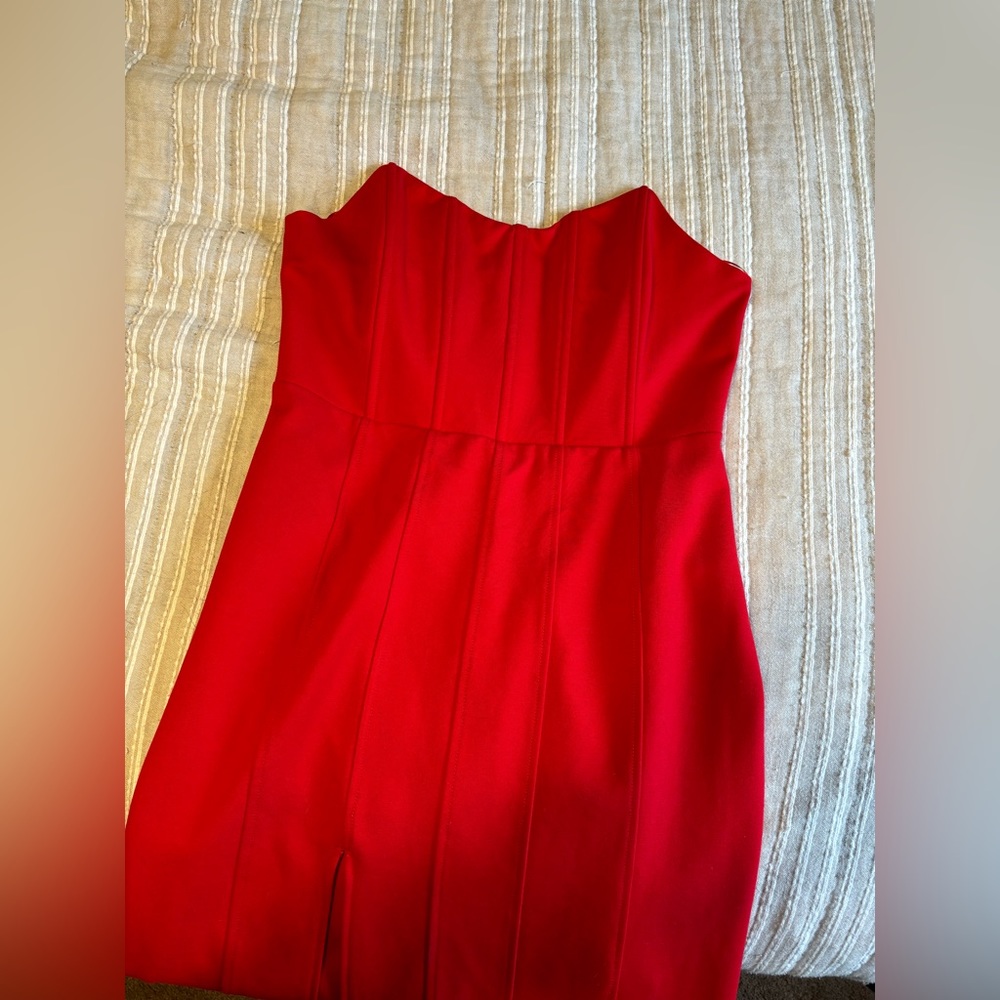 VICI Exclusive x Fate Strapless Red Maxi Dress